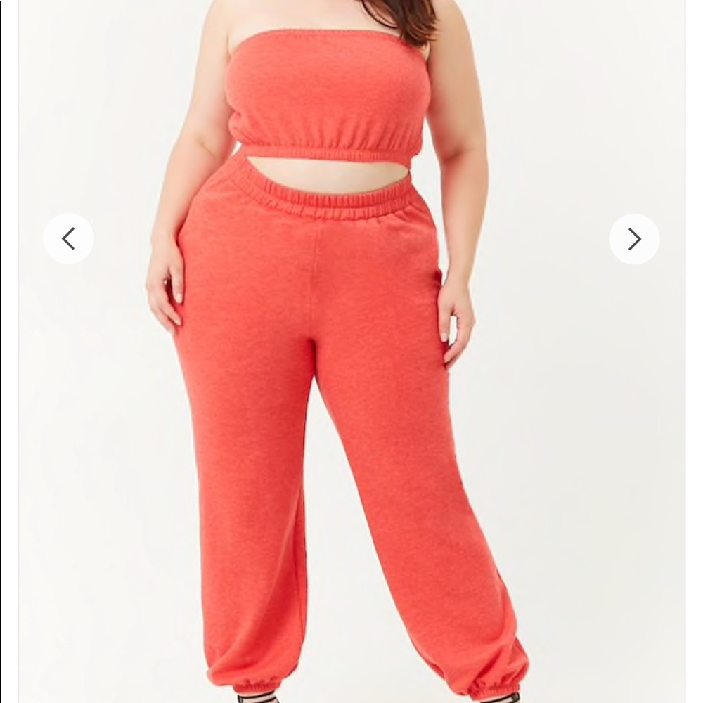 Deep Pink/Light Red  Bandeau and Sweats Set